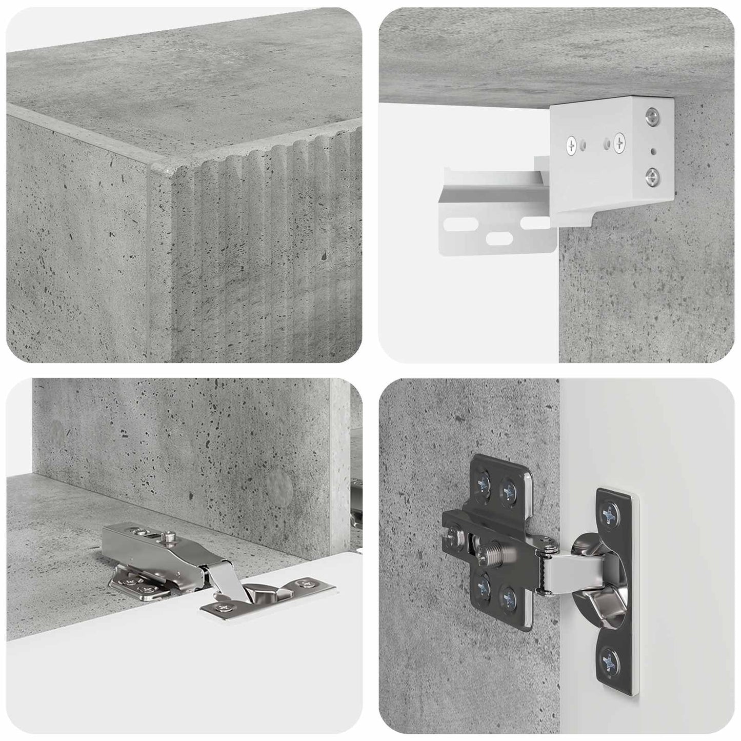 TV Cabinet Set Wall-mounted 4 pcs Concrete Grey Engineered Wood