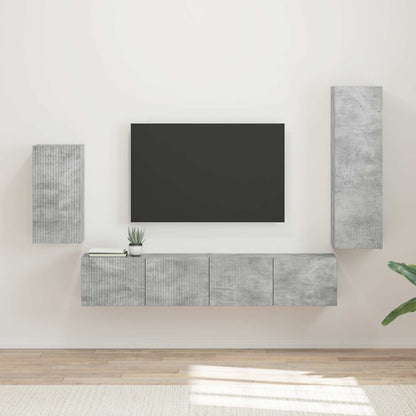 TV Cabinet Set Wall-mounted 4 pcs Concrete Grey Engineered Wood