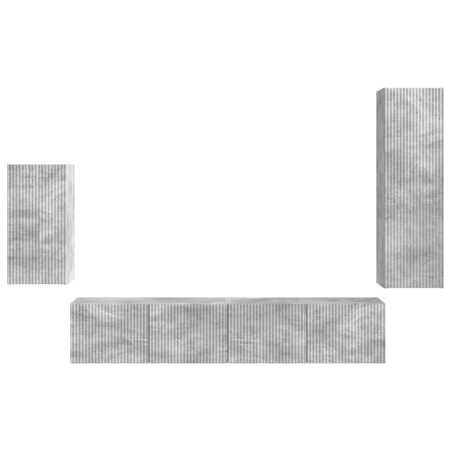 TV Cabinet Set Wall-mounted 4 pcs Concrete Grey Engineered Wood