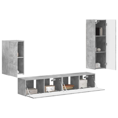 TV Cabinet Set Wall-mounted 4 pcs Concrete Grey Engineered Wood