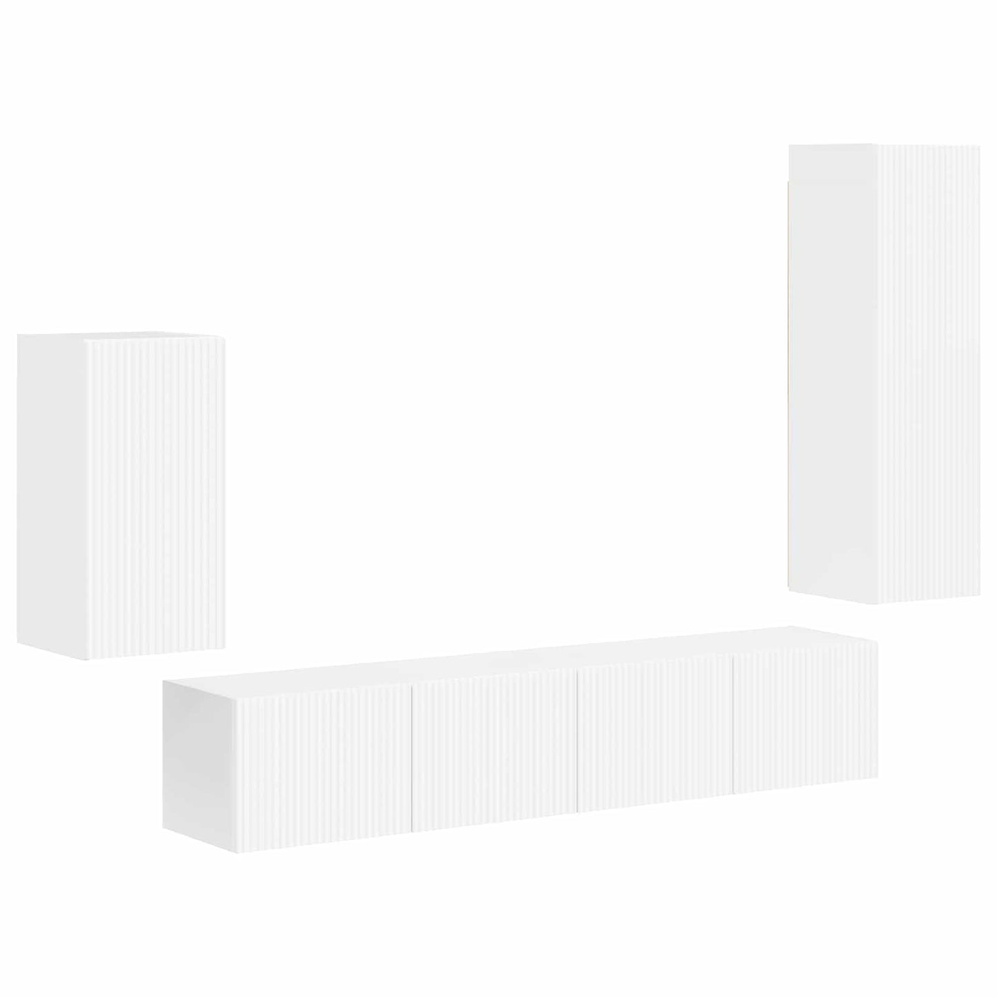 TV Cabinet Set 4 pcs High Gloss White Engineered Wood