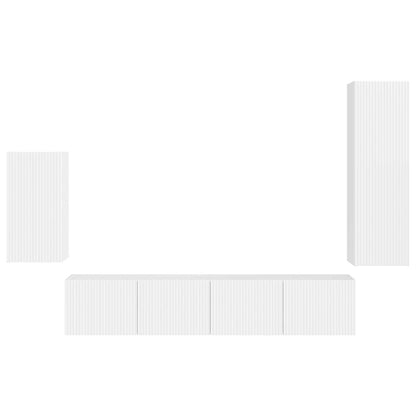 TV Cabinet Set 4 pcs High Gloss White Engineered Wood