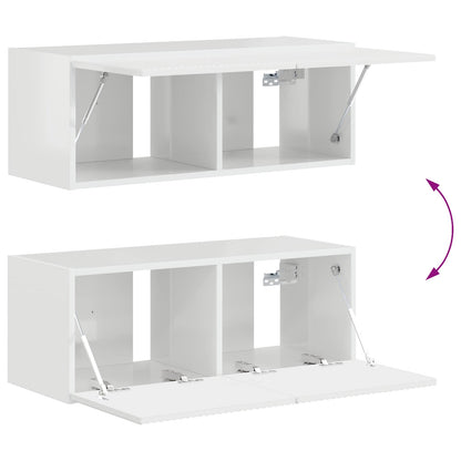 TV Cabinet Set 4 pcs High Gloss White Engineered Wood