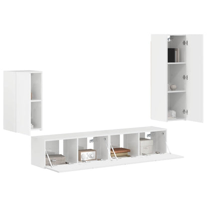 TV Cabinet Set 4 pcs High Gloss White Engineered Wood