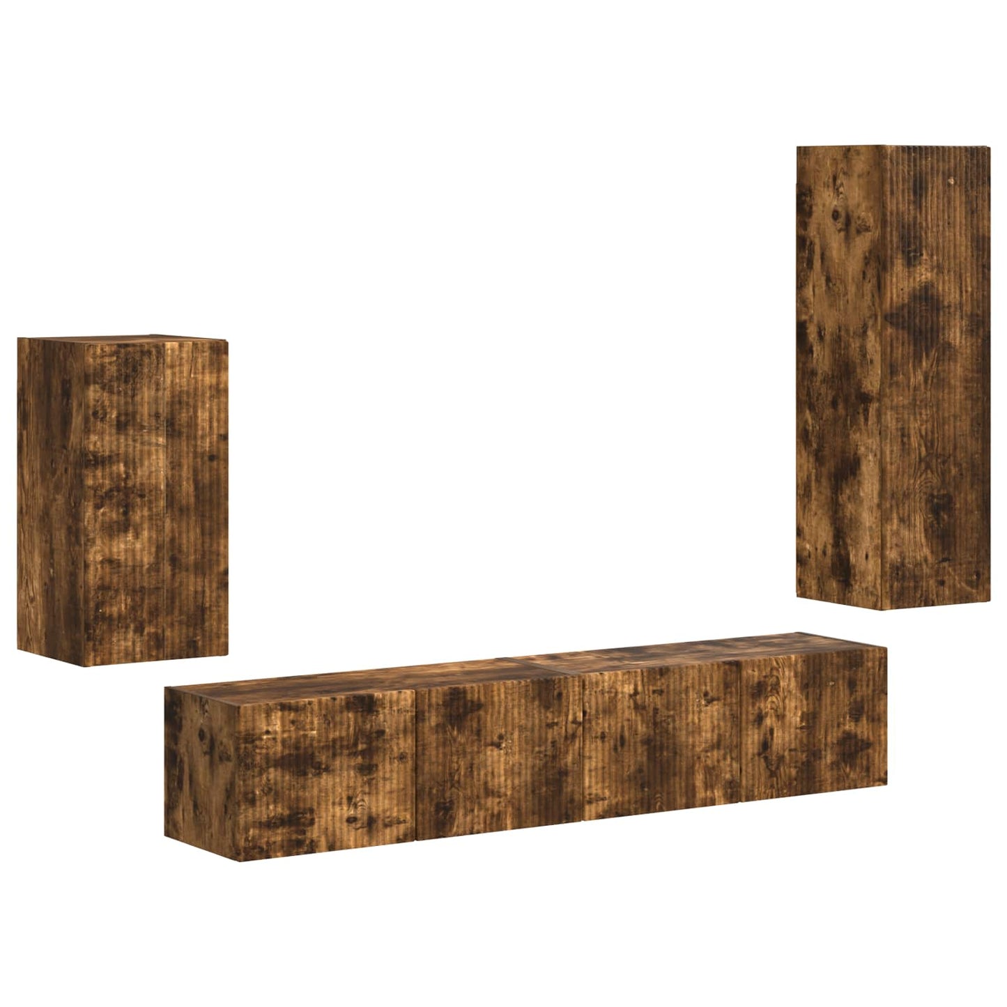 TV Cabinet Set Wall-mounted 4 pcs Smoked Oak Engineered Wood