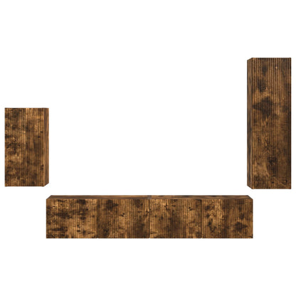 TV Cabinet Set Wall-mounted 4 pcs Smoked Oak Engineered Wood