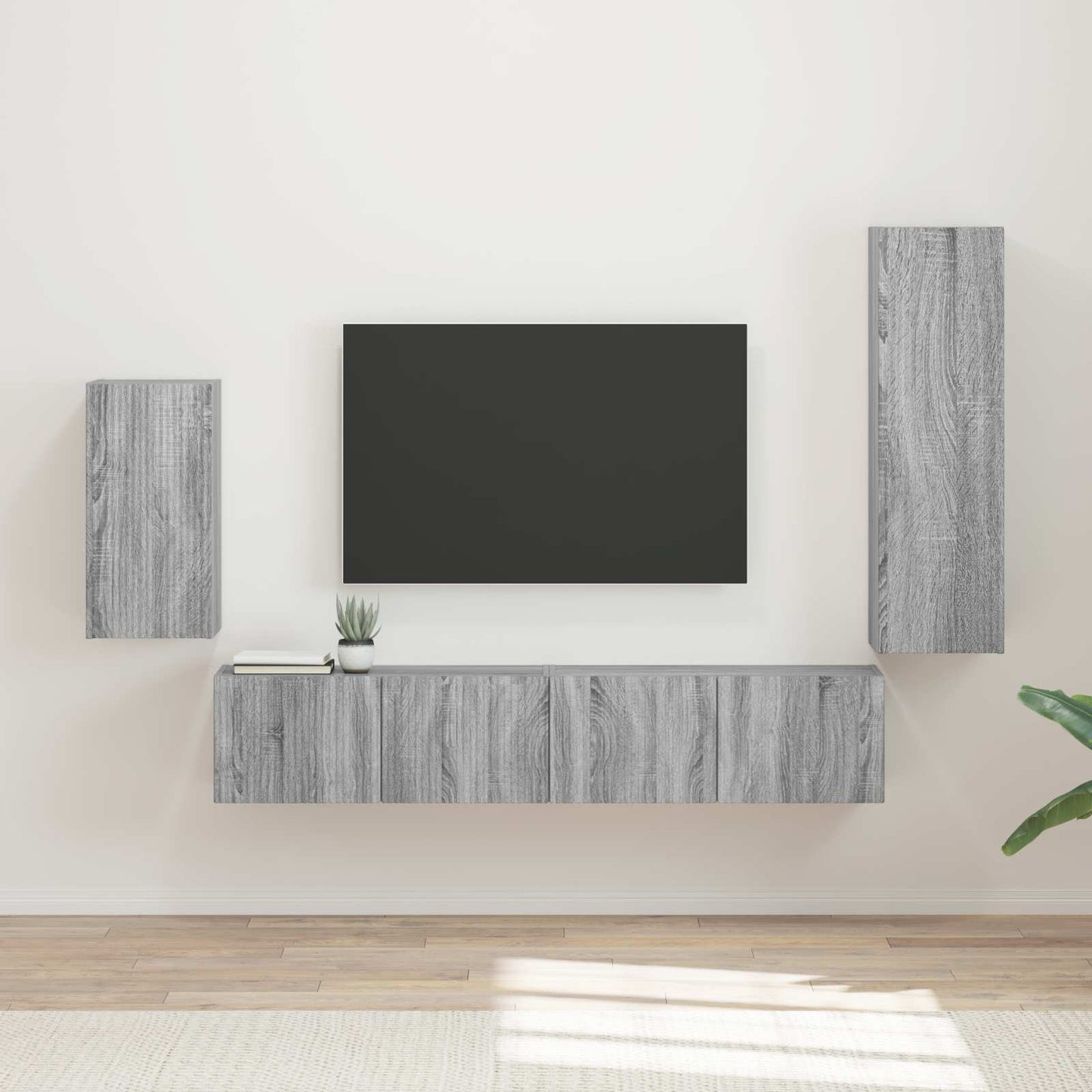 TV Cabinet Set Wall-mounted 4 pcs Grey Sonoma Engineered Wood