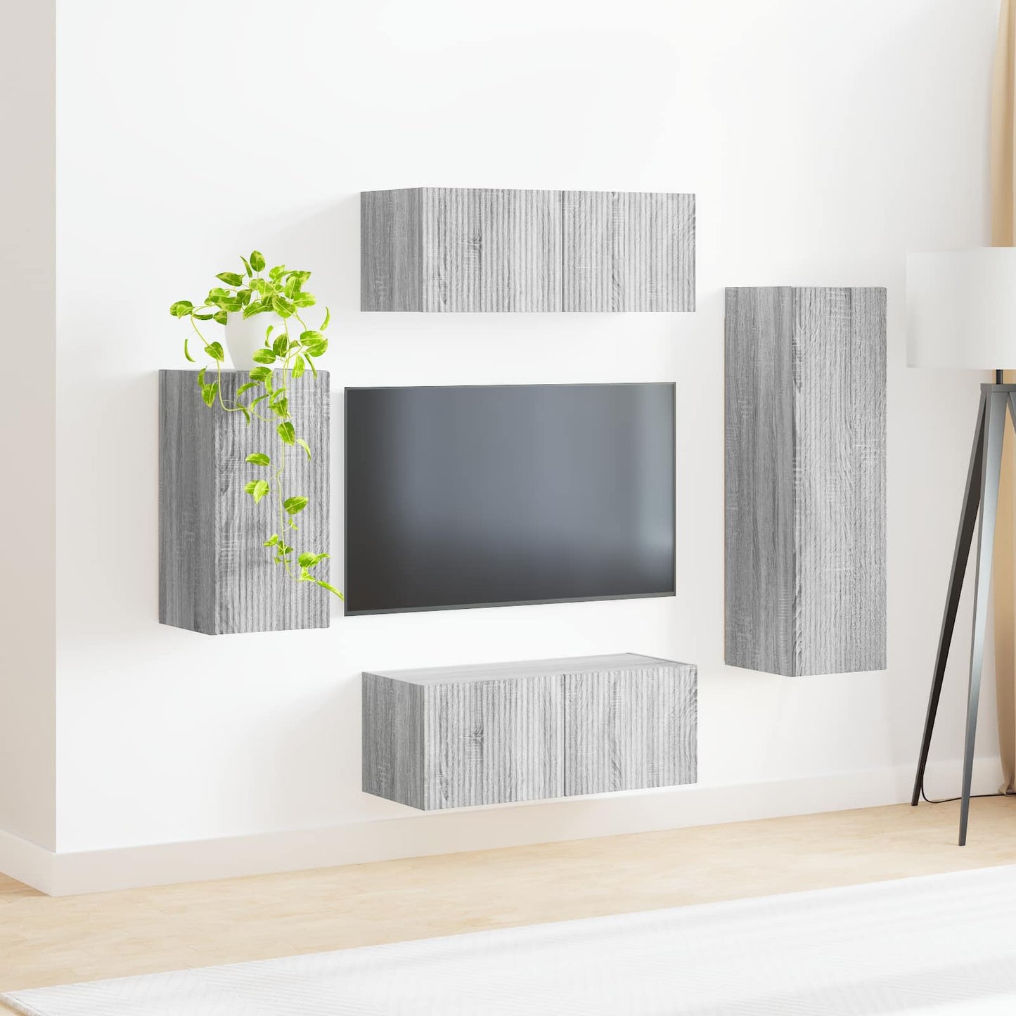 TV Cabinet Set Wall-mounted 4 pcs Grey Sonoma Engineered Wood