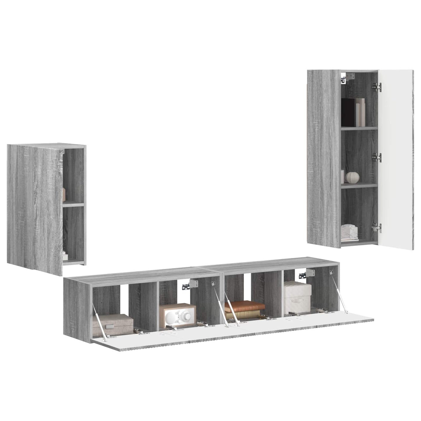 TV Cabinet Set Wall-mounted 4 pcs Grey Sonoma Engineered Wood