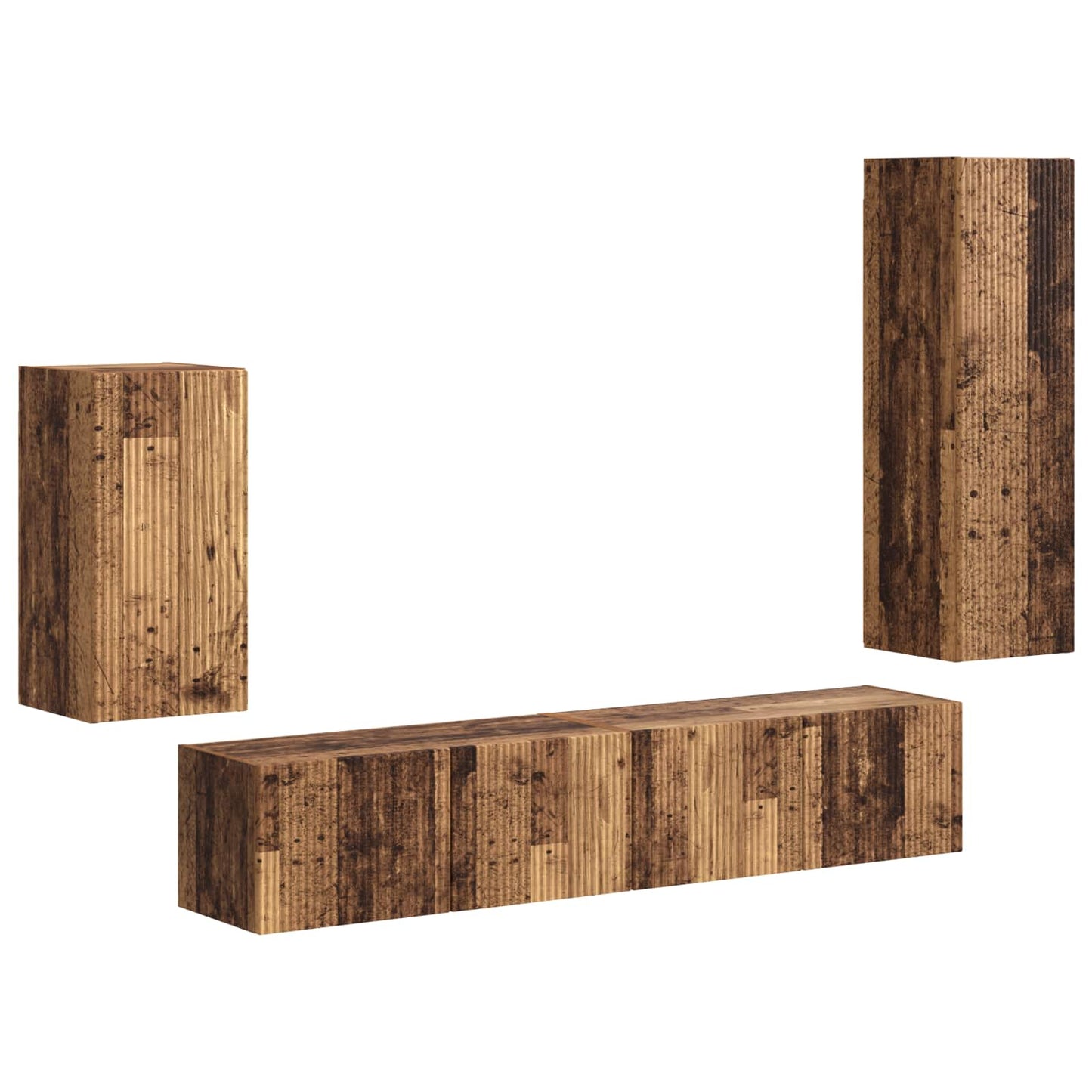 TV Cabinet Set Wall-mounted 4 pcs Old Wood Engineered Wood
