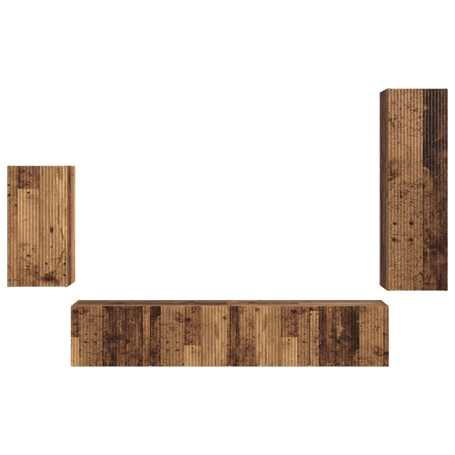 TV Cabinet Set Wall-mounted 4 pcs Old Wood Engineered Wood