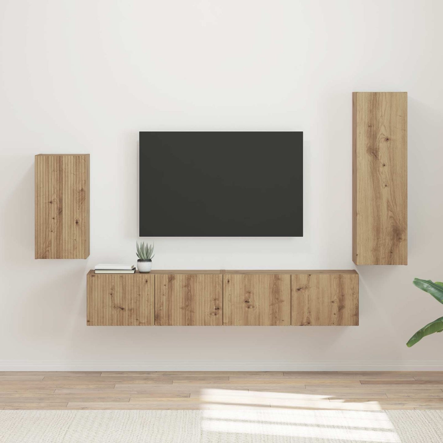 TV Cabinet Set Wall-mounted 4 pcs Artisan Oak Engineered Wood