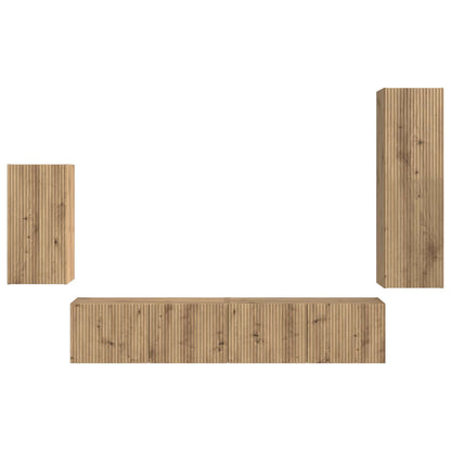 TV Cabinet Set Wall-mounted 4 pcs Artisan Oak Engineered Wood