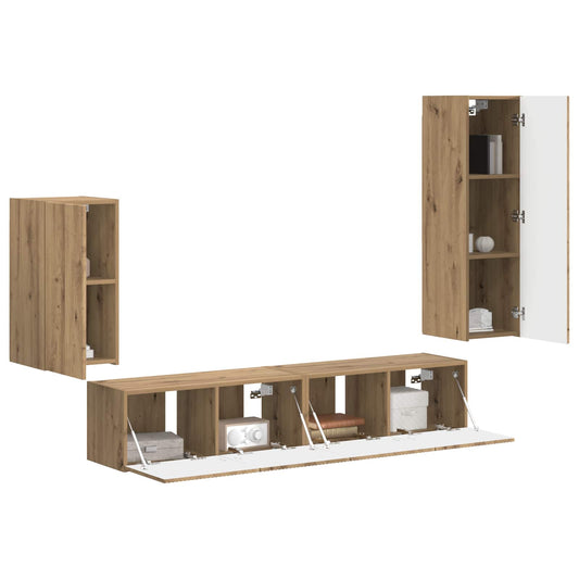 TV Cabinet Set Wall-mounted 4 pcs Artisan Oak Engineered Wood