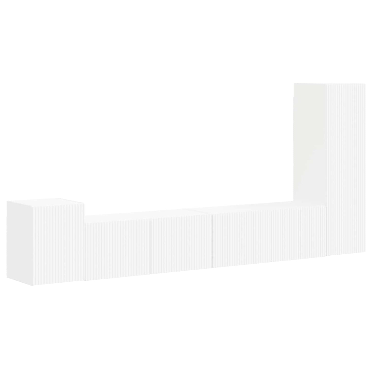 TV Cabinet Set Wall-mounted 3 pcs White Engineered Wood