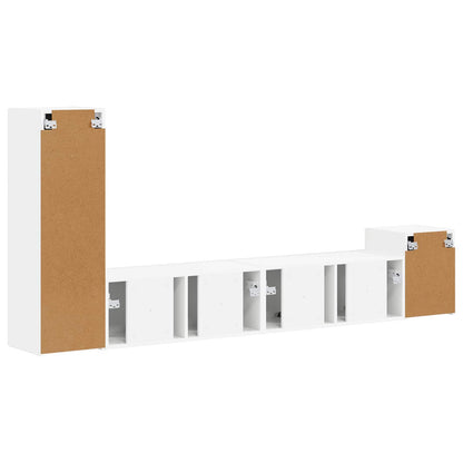 TV Cabinet Set Wall-mounted 3 pcs White Engineered Wood
