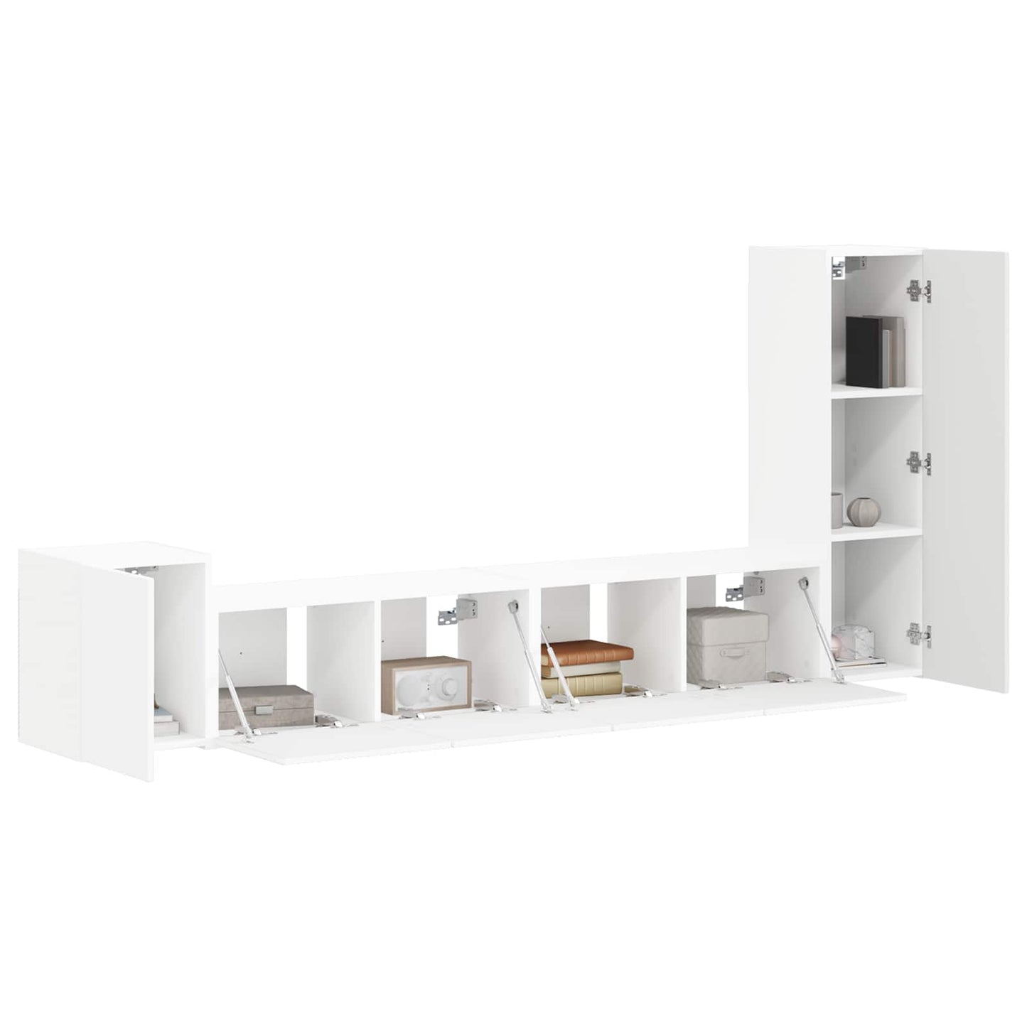 TV Cabinet Set Wall-mounted 3 pcs White Engineered Wood