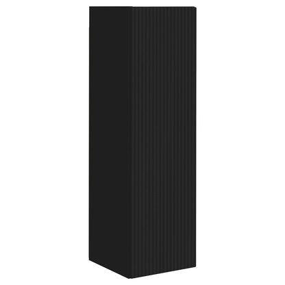 TV Cabinet Set Wall-mounted 3 pcs Black Engineered Wood