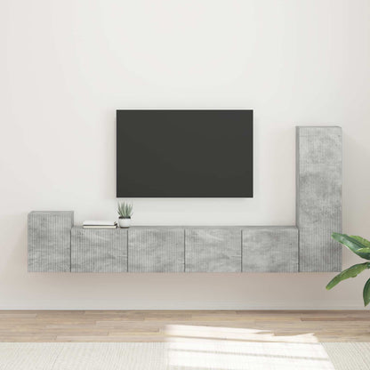 TV Cabinet Set Wall-mounted 3 pcs Concrete Grey Engineered Wood