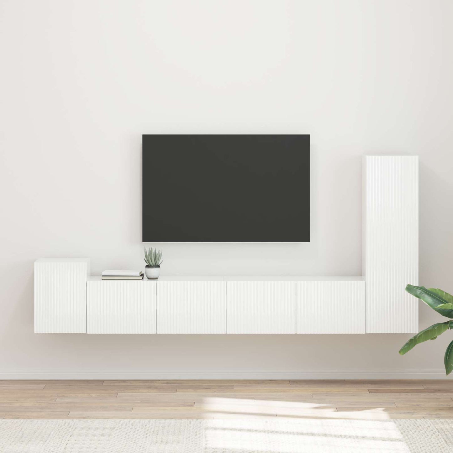 TV Cabinet Set 3 pcs High Gloss White Engineered Wood