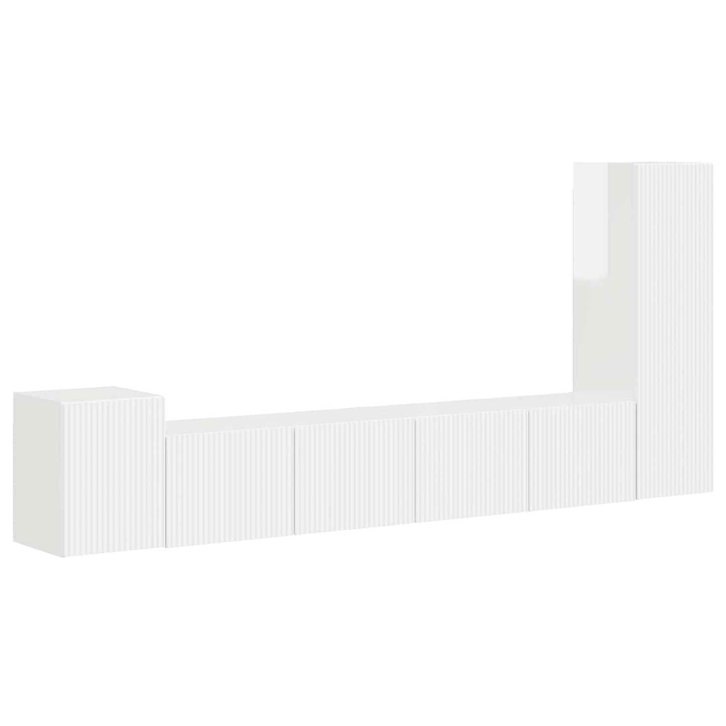TV Cabinet Set 3 pcs High Gloss White Engineered Wood