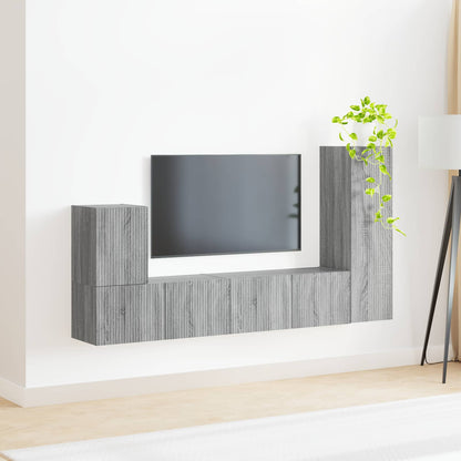 TV Cabinet Set Wall-mounted 3 pcs Grey Sonoma Engineered Wood
