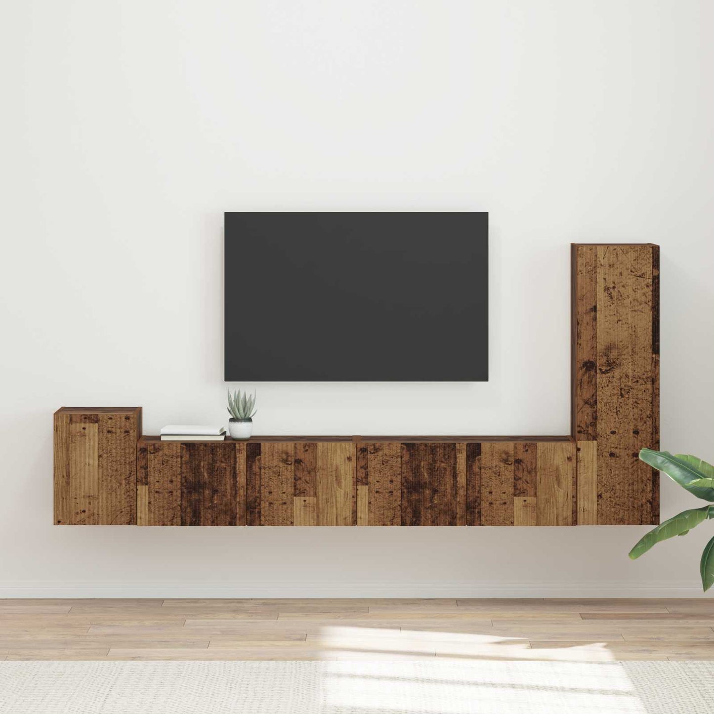 TV Cabinet Set Wall-mounted 3 pcs Old Wood Engineered Wood