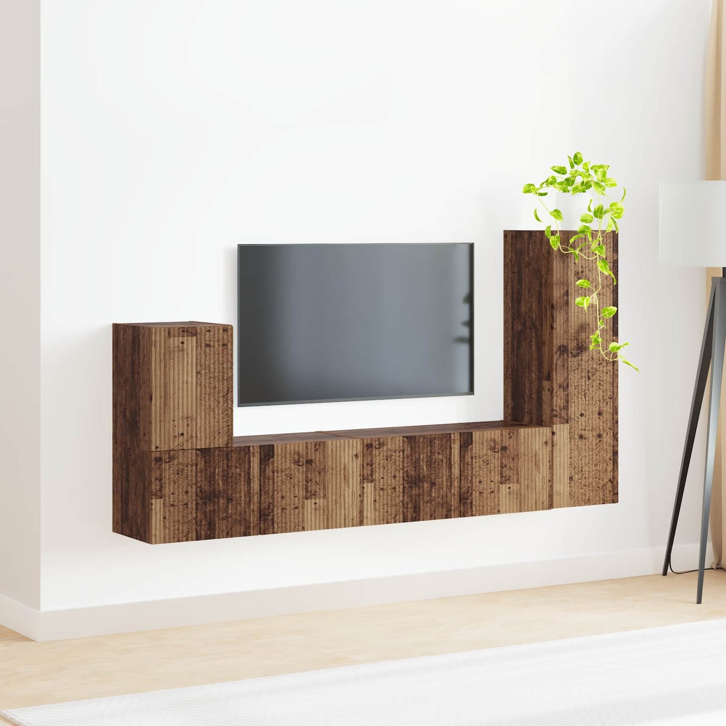 TV Cabinet Set Wall-mounted 3 pcs Old Wood Engineered Wood