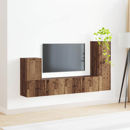 TV Cabinet Set Wall-mounted 3 pcs Old Wood Engineered Wood