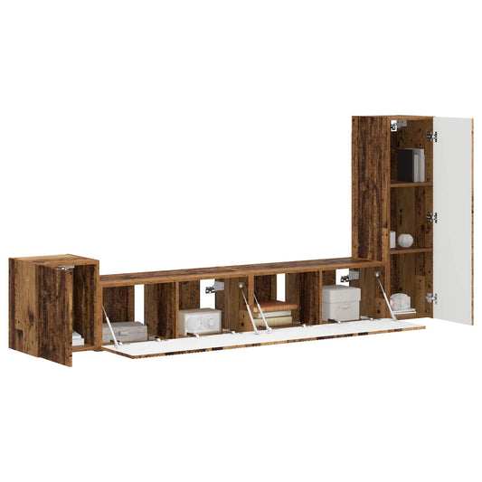 TV Cabinet Set Wall-mounted 3 pcs Old Wood Engineered Wood