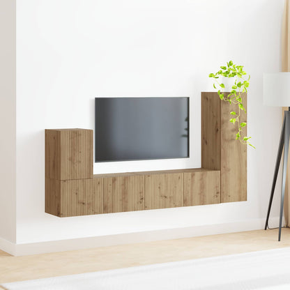 TV Cabinet Set Wall-mounted 3 pcs Artisan Oak Engineered Wood
