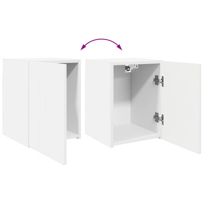 TV Cabinet Set Wall-mounted 4 pcs White Engineered Wood