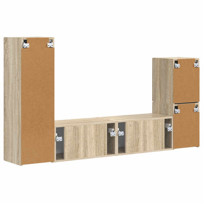 TV Cabinet Set Wall-mounted 4 pcs Sonoma Oak Engineered Wood