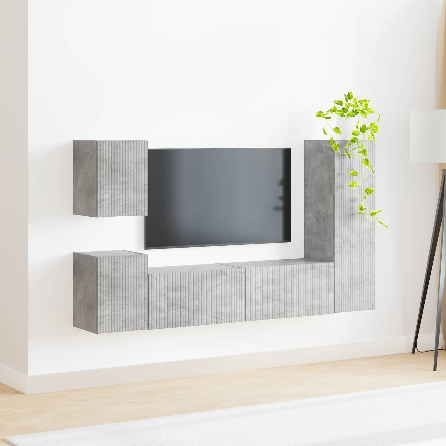 TV Cabinet Set Wall-mounted 4 pcs Concrete Grey Engineered Wood