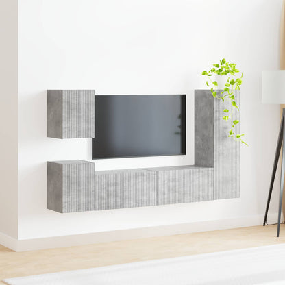 TV Cabinet Set Wall-mounted 4 pcs Concrete Grey Engineered Wood