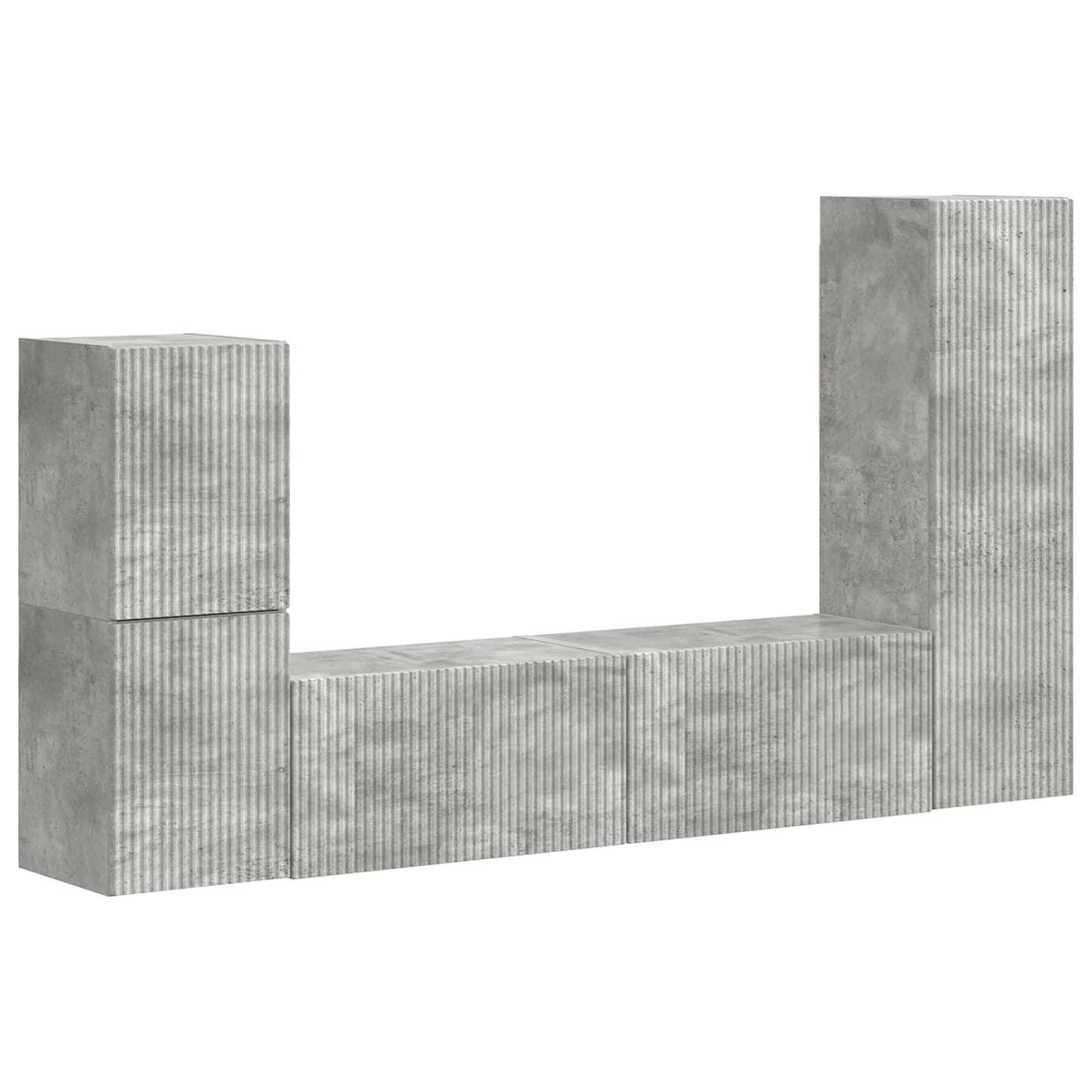 TV Cabinet Set Wall-mounted 4 pcs Concrete Grey Engineered Wood