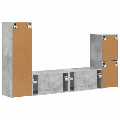 TV Cabinet Set Wall-mounted 4 pcs Concrete Grey Engineered Wood