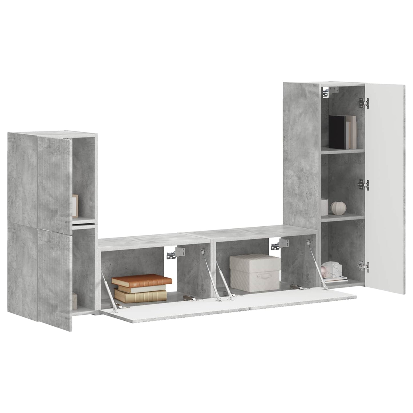 TV Cabinet Set Wall-mounted 4 pcs Concrete Grey Engineered Wood