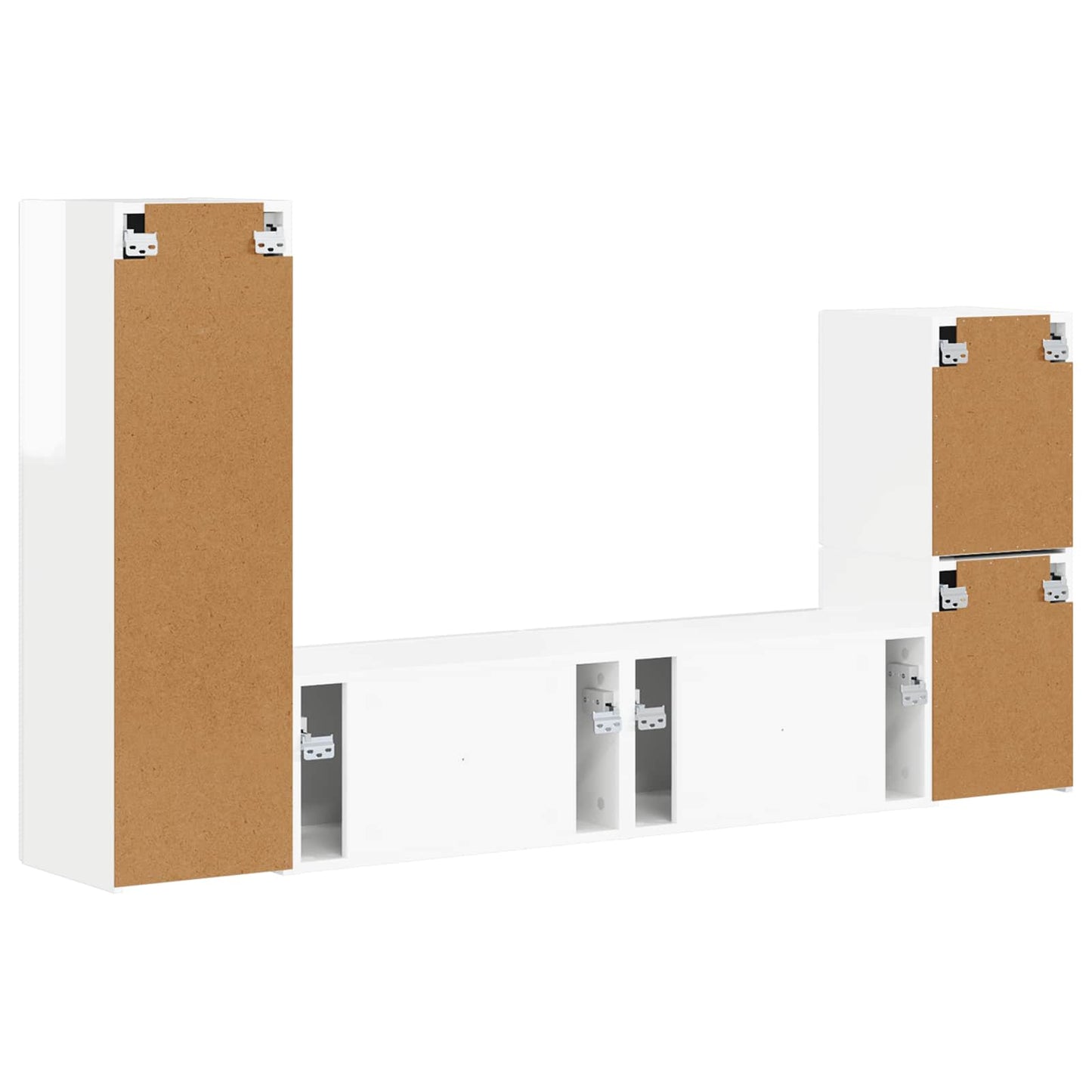 TV Cabinet Set 4 pcs High Gloss White Engineered Wood