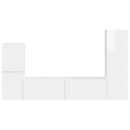 TV Cabinet Set 4 pcs High Gloss White Engineered Wood