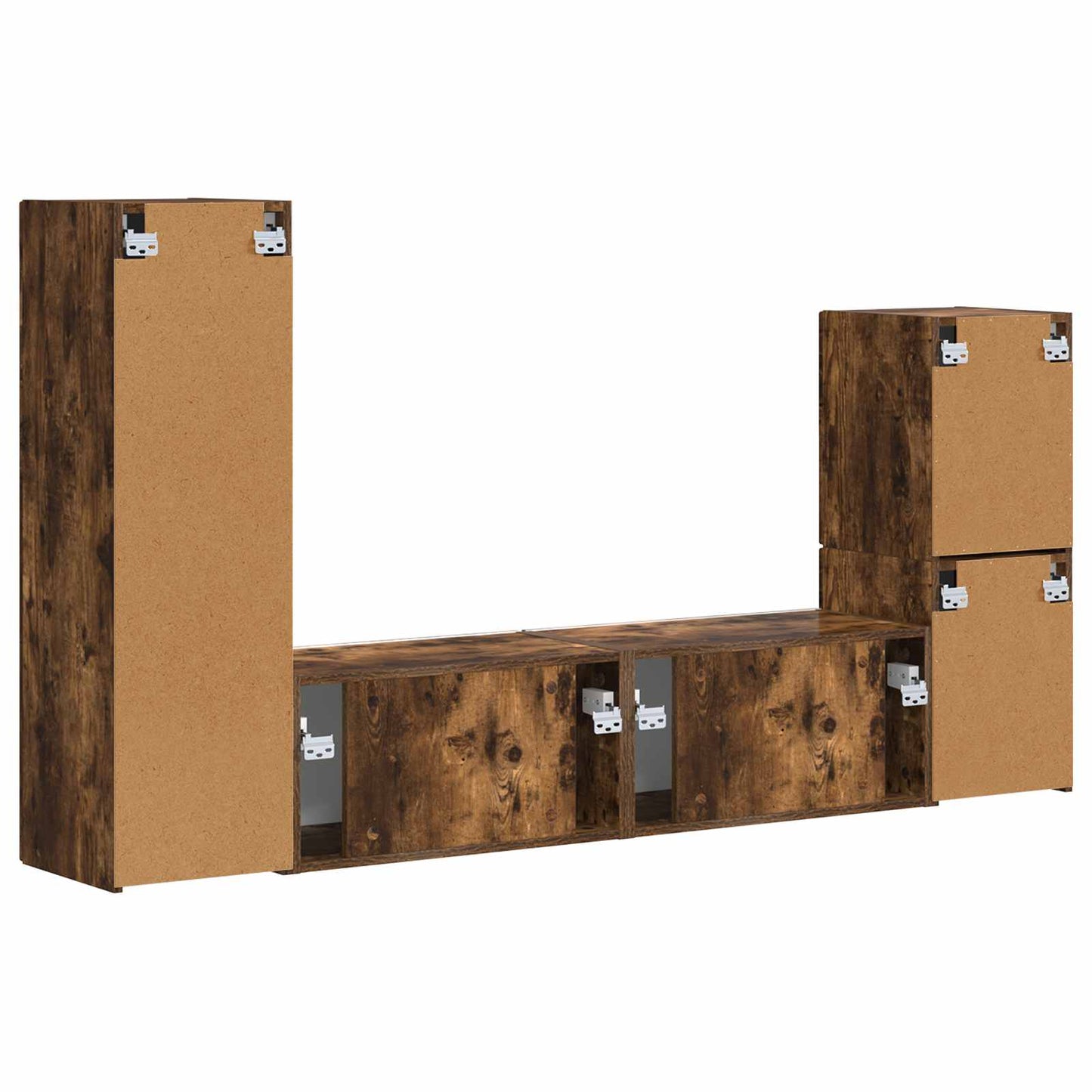 TV Cabinet Set Wall-mounted 4 pcs Smoked Oak Engineered Wood