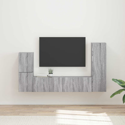 TV Cabinet Set Wall-mounted 4 pcs Grey Sonoma Engineered Wood