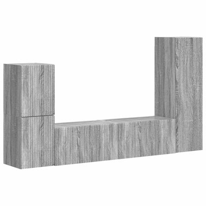 TV Cabinet Set Wall-mounted 4 pcs Grey Sonoma Engineered Wood