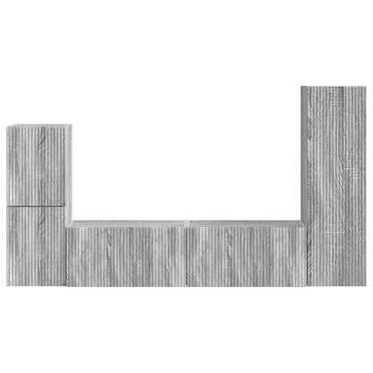 TV Cabinet Set Wall-mounted 4 pcs Grey Sonoma Engineered Wood