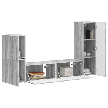 TV Cabinet Set Wall-mounted 4 pcs Grey Sonoma Engineered Wood