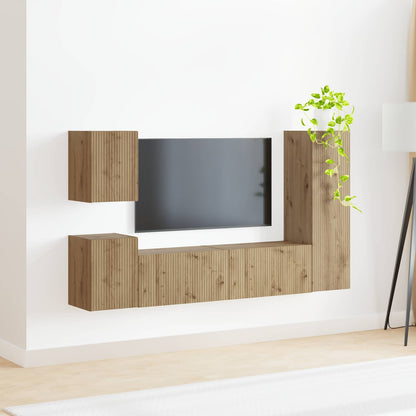 TV Cabinet Set Wall-mounted 4 pcs Artisan Oak Engineered Wood
