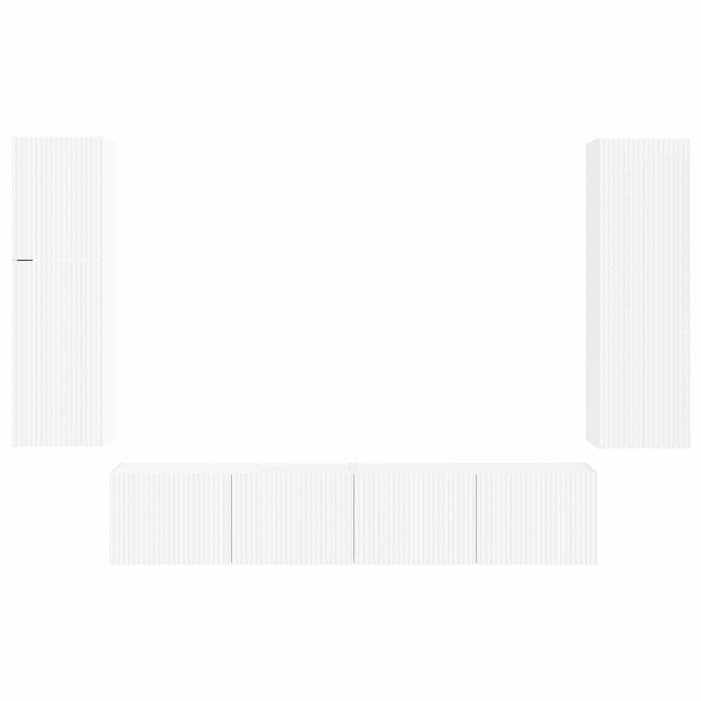 TV Cabinet Set Wall-mounted 4 pcs White Engineered Wood