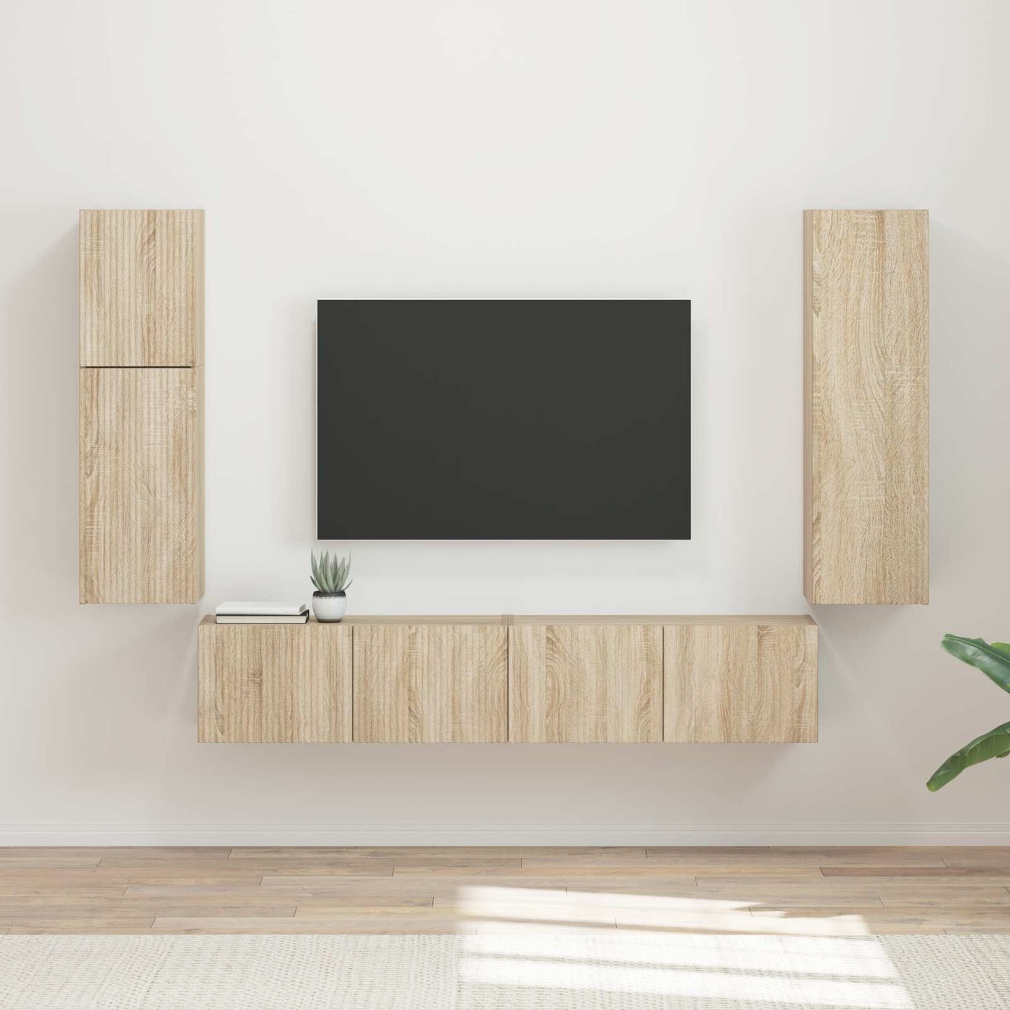 TV Cabinet Set Wall-mounted 4 pcs Sonoma Oak Engineered Wood