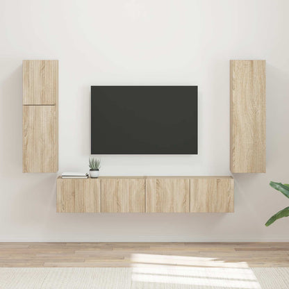 TV Cabinet Set Wall-mounted 4 pcs Sonoma Oak Engineered Wood