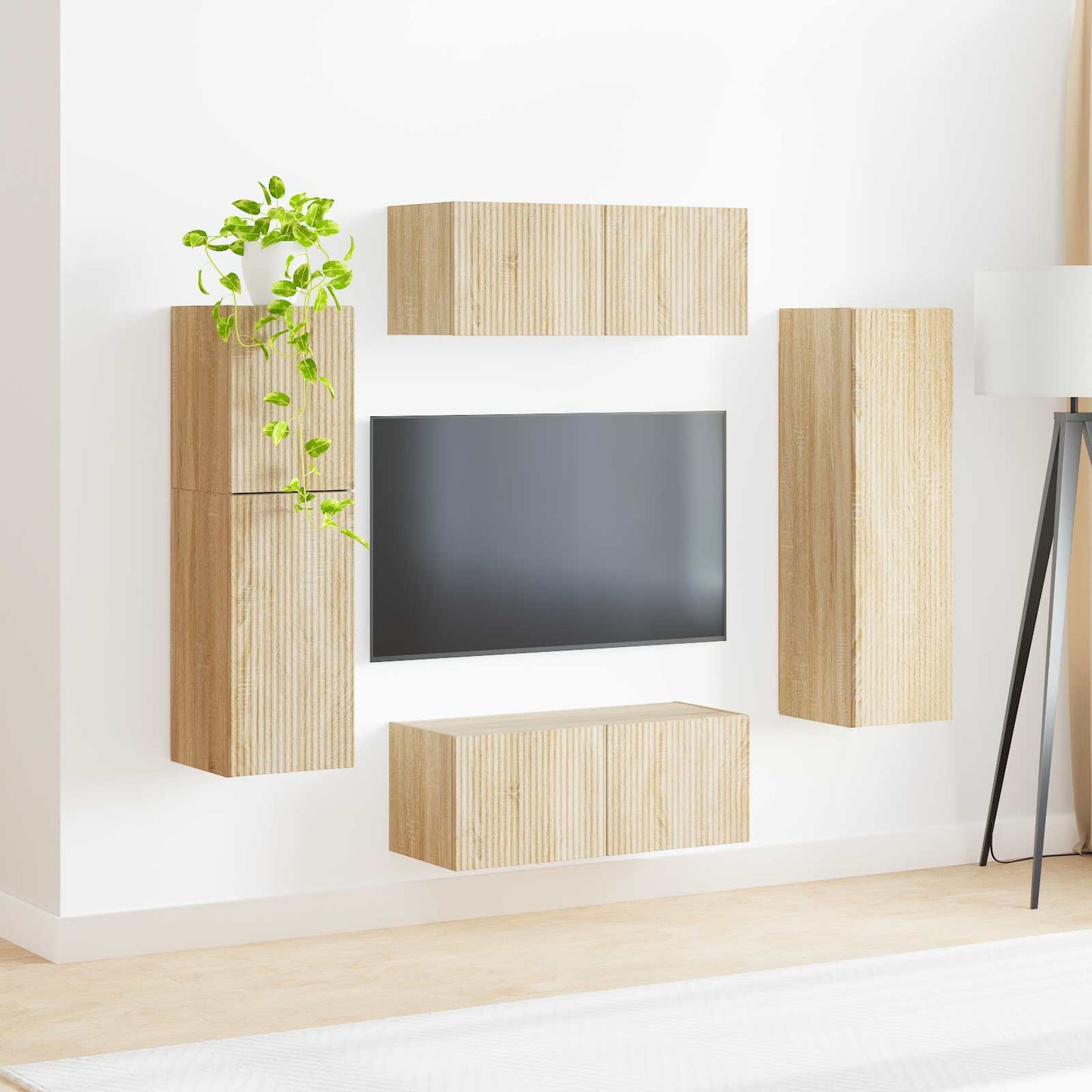 TV Cabinet Set Wall-mounted 4 pcs Sonoma Oak Engineered Wood